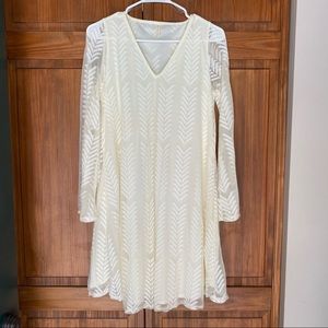 Pinkblush Ivory Chevron Mesh Overlay Dress